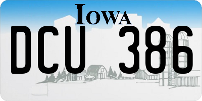 IA license plate DCU386
