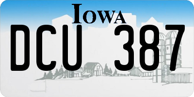 IA license plate DCU387