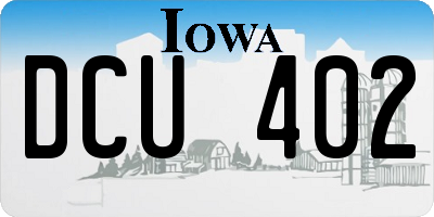 IA license plate DCU402