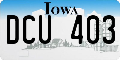 IA license plate DCU403
