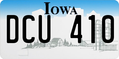 IA license plate DCU410