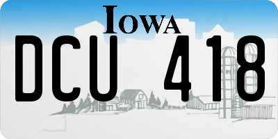 IA license plate DCU418