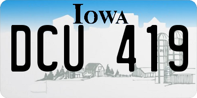IA license plate DCU419