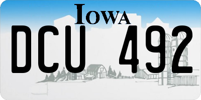 IA license plate DCU492