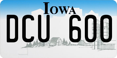 IA license plate DCU600