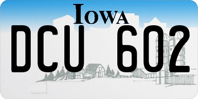 IA license plate DCU602