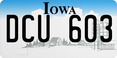 IA license plate DCU603