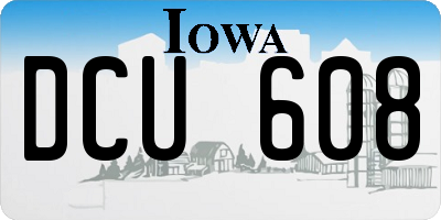 IA license plate DCU608