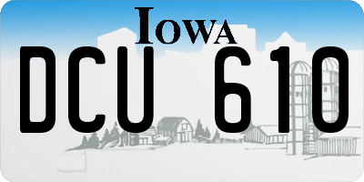 IA license plate DCU610