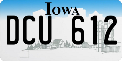 IA license plate DCU612