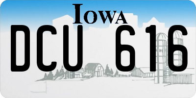 IA license plate DCU616