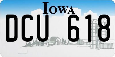 IA license plate DCU618