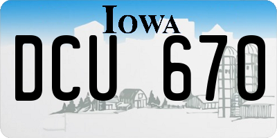 IA license plate DCU670