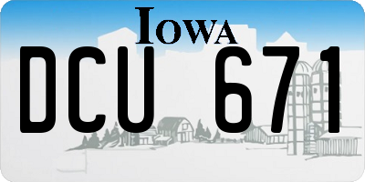 IA license plate DCU671