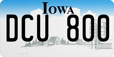 IA license plate DCU800