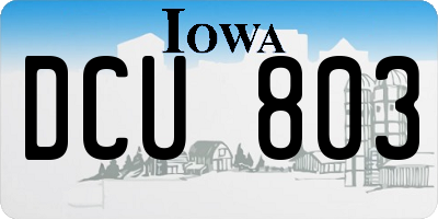 IA license plate DCU803