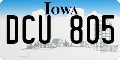 IA license plate DCU805
