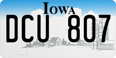 IA license plate DCU807
