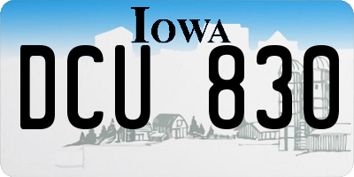 IA license plate DCU830
