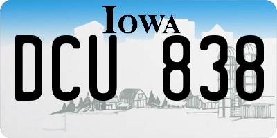 IA license plate DCU838