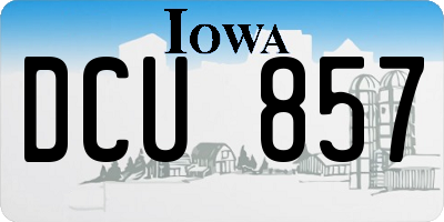 IA license plate DCU857
