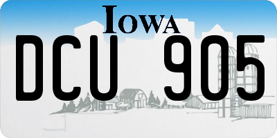 IA license plate DCU905