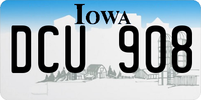 IA license plate DCU908