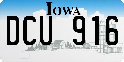 IA license plate DCU916