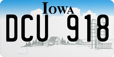 IA license plate DCU918