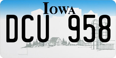 IA license plate DCU958