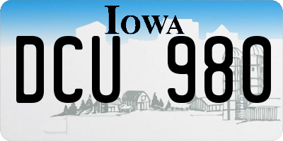 IA license plate DCU980