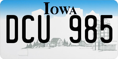 IA license plate DCU985