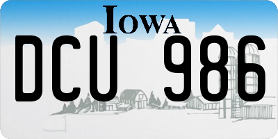 IA license plate DCU986