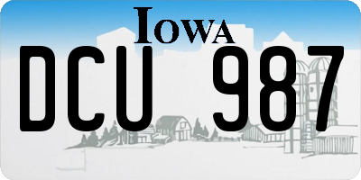 IA license plate DCU987