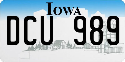 IA license plate DCU989