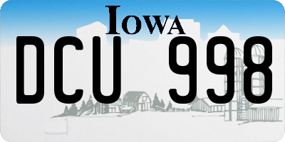IA license plate DCU998