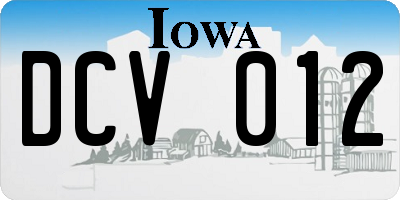 IA license plate DCV012