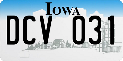 IA license plate DCV031