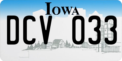 IA license plate DCV033