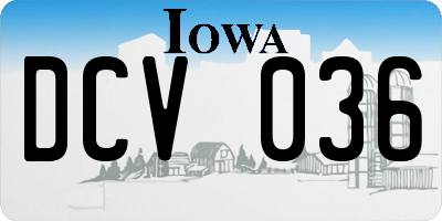 IA license plate DCV036