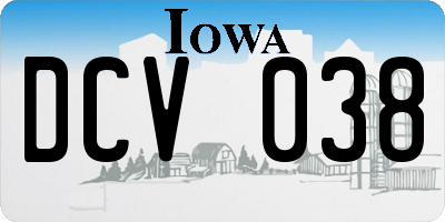 IA license plate DCV038