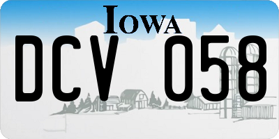 IA license plate DCV058