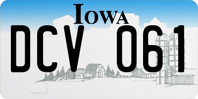 IA license plate DCV061