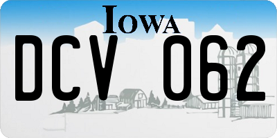 IA license plate DCV062
