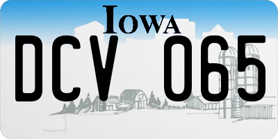 IA license plate DCV065
