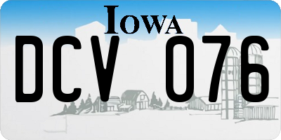 IA license plate DCV076