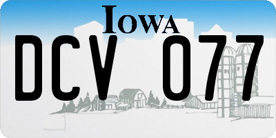 IA license plate DCV077