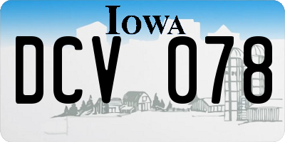 IA license plate DCV078