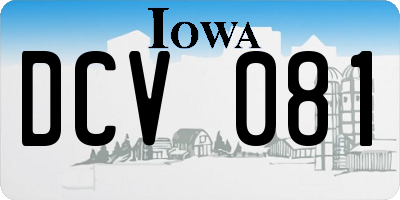 IA license plate DCV081