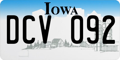 IA license plate DCV092